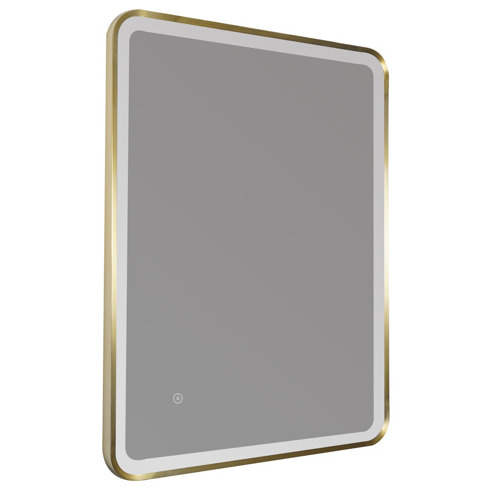 JTP Hix Brushed Brass Rectangular LED Illuminated Mirror Cut out